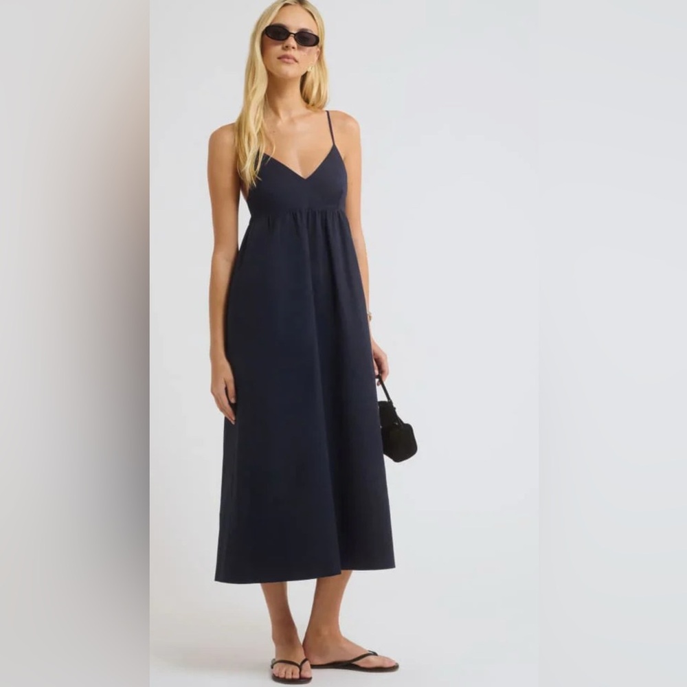 Elegant Navy Spaghetti Strap Dress